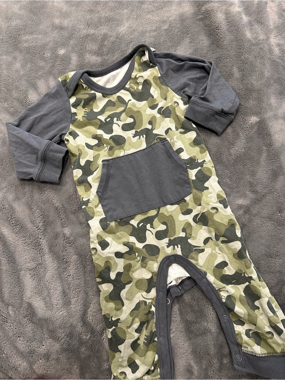 Kids Camouflage One-Piece in Green and Gray Camo